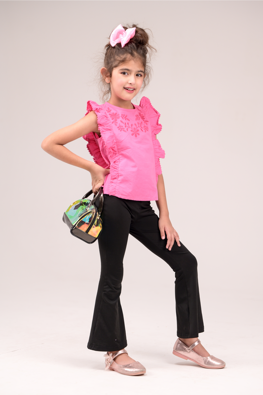 Top with elegant front embroidery and delicate lace details