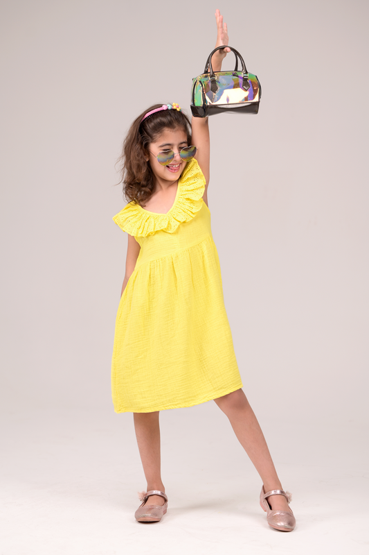 Cotton Dress with Ruffle Details