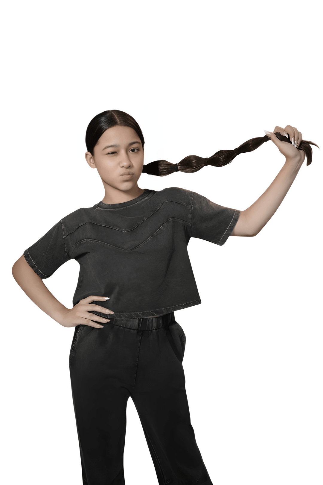 ATHLZR Girls' 100% Cotton Overdyed Acid Wash Co-Ord Set