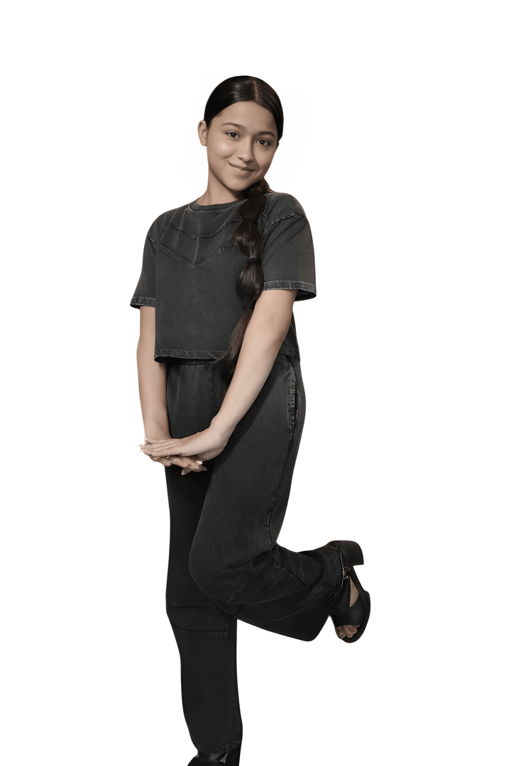 ATHLZR Girls' 100% Cotton Overdyed Acid Wash Co-Ord Set