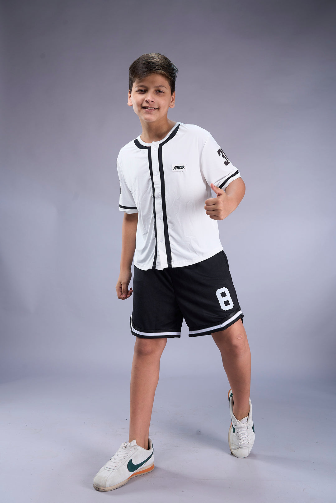 Boys Athleisure Baseball Shirt & Shorts Set – Flexing Print