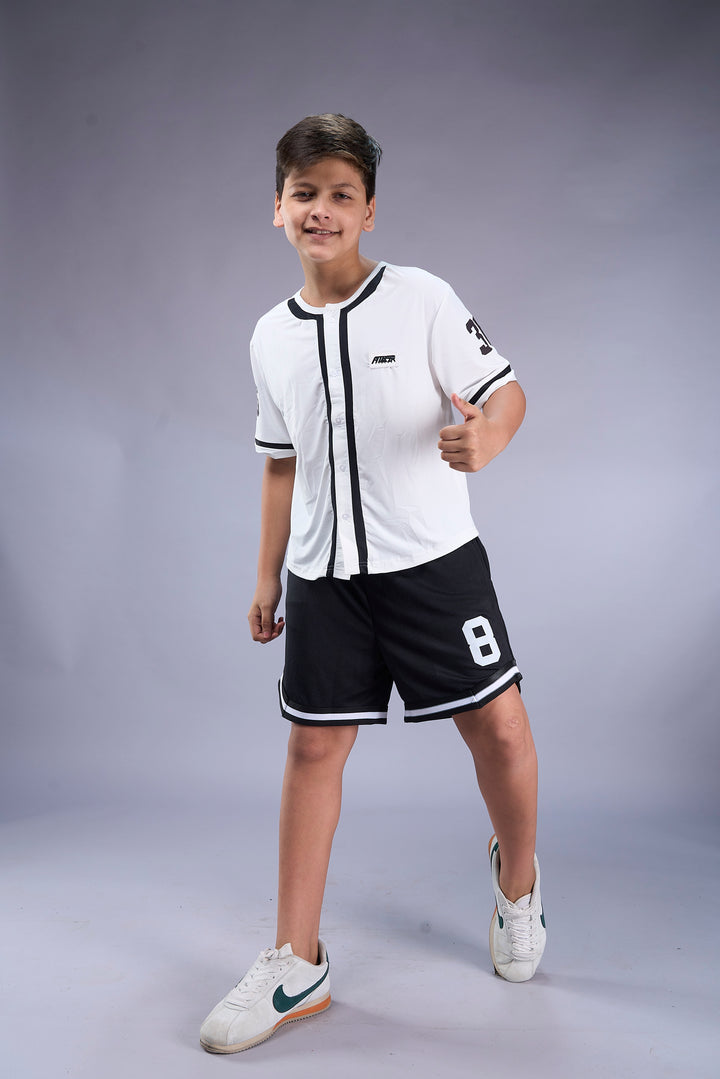 Boys Athleisure Baseball Shirt & Shorts Set – Flexing Print
