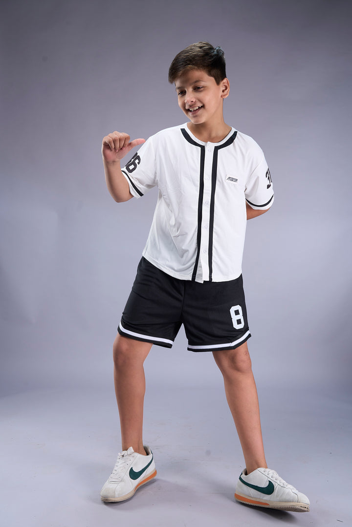 Boys Athleisure Baseball Shirt & Shorts Set – Flexing Print