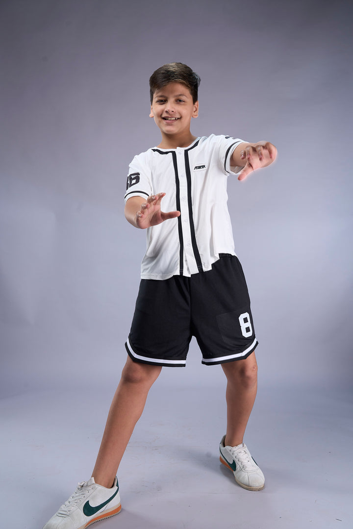 Boys Athleisure Baseball Shirt & Shorts Set – Flexing Print