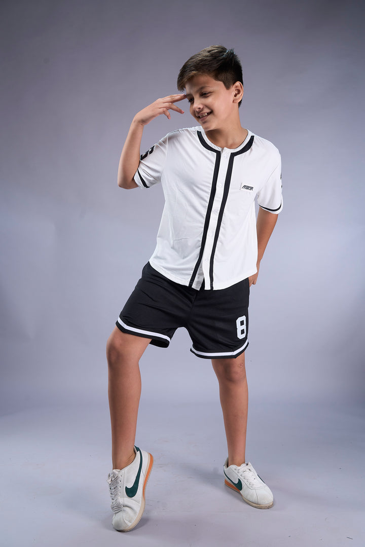 Boys Athleisure Baseball Shirt & Shorts Set – Flexing Print