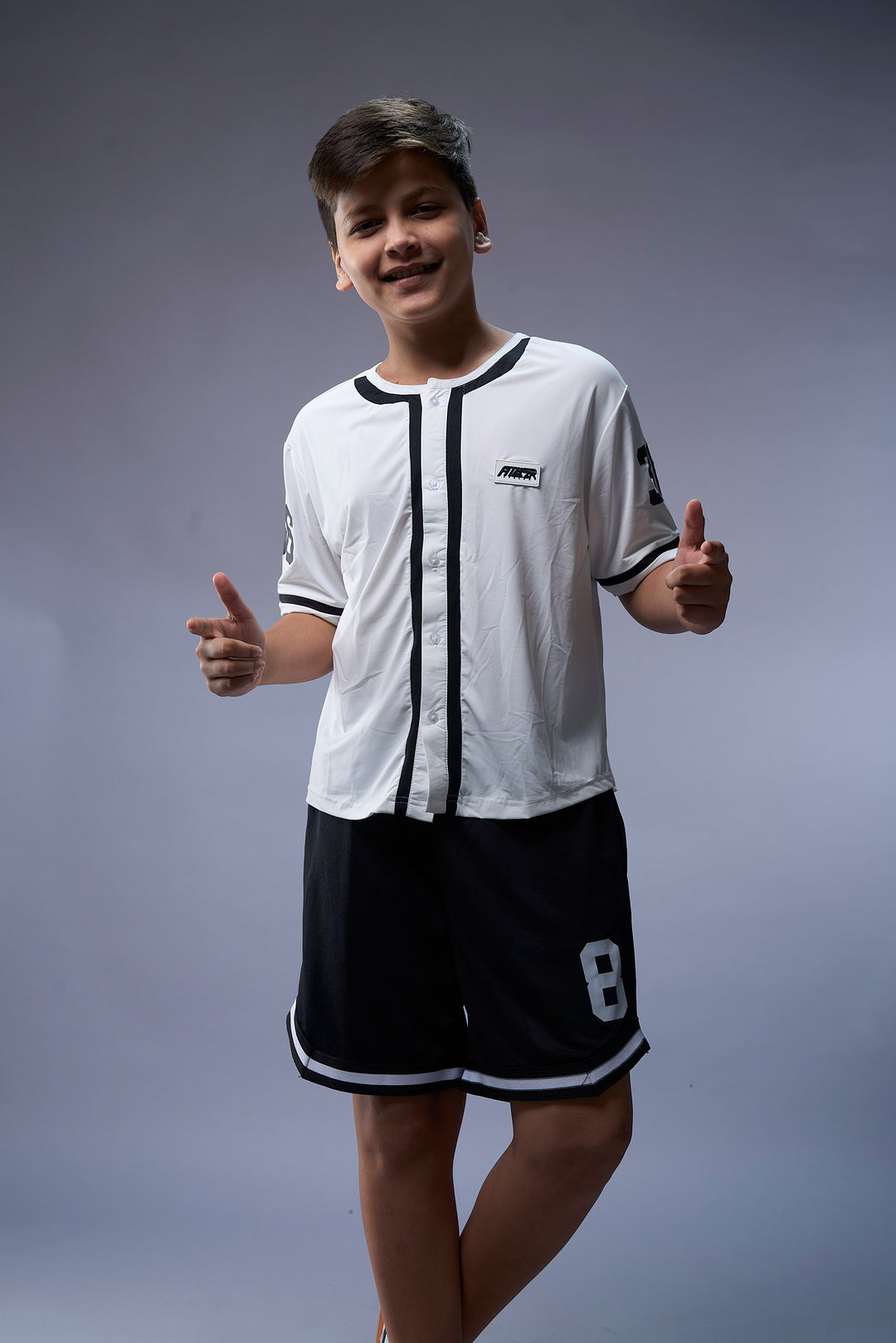 Boys Athleisure Baseball Shirt & Shorts Set – Flexing Print