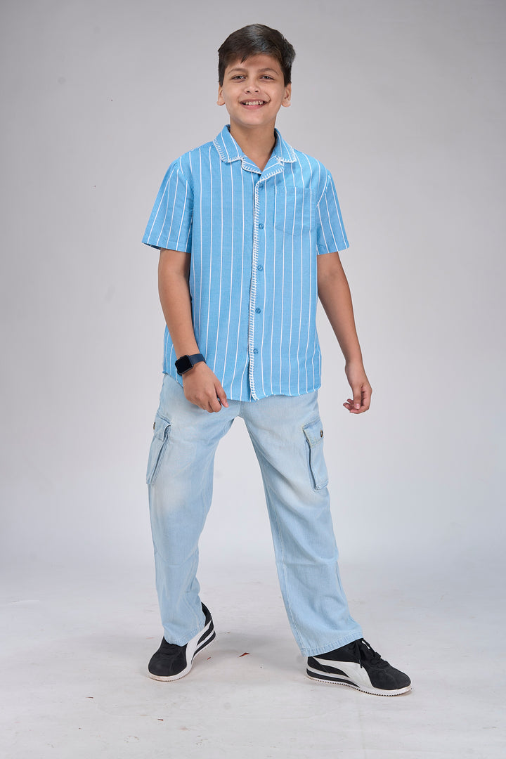 Stripe Shirt with Embroidery Details