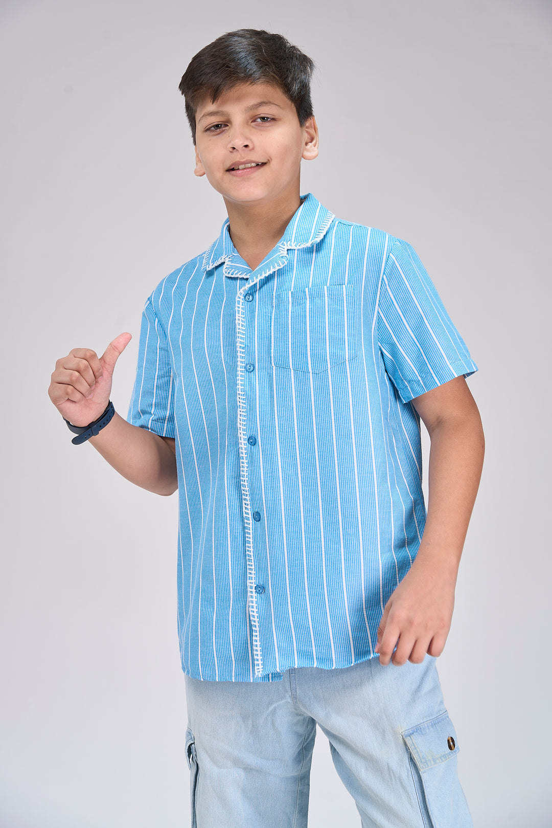 Stripe Shirt with Embroidery Details