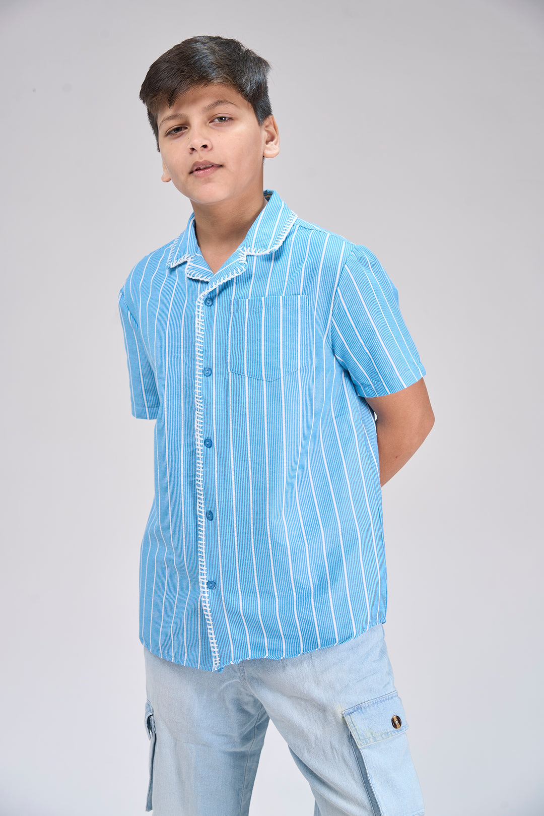 Stripe Shirt with Embroidery Details