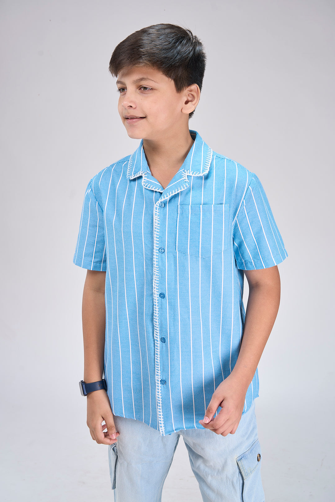 Stripe Shirt with Embroidery Details