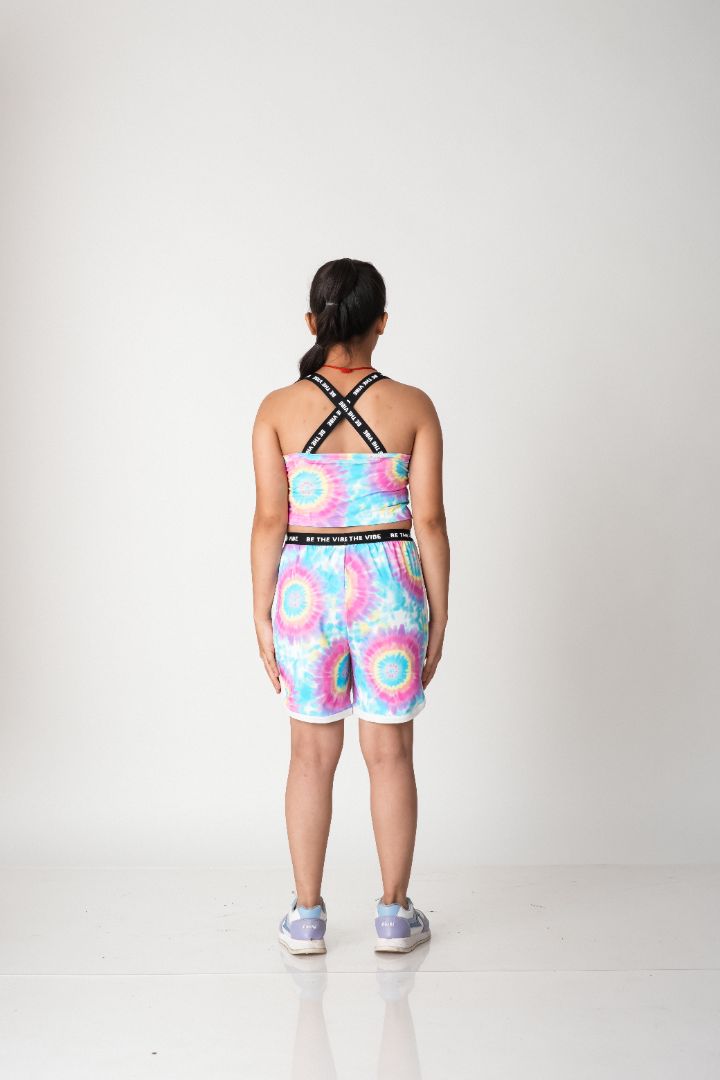 Girls Tie-Dye Activewear Set – Performance Crop Tank & Shorts Set