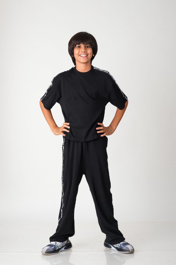 Boys Cotton Co-ord Set with Signature Tape Details
