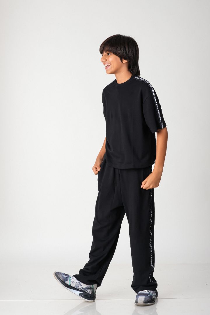 Boys Cotton Co-ord Set with Signature Tape Details