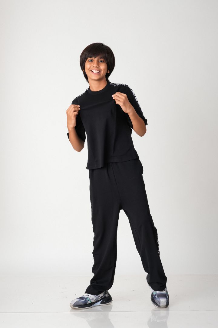 Boys Cotton Co-ord Set with Signature Tape Details