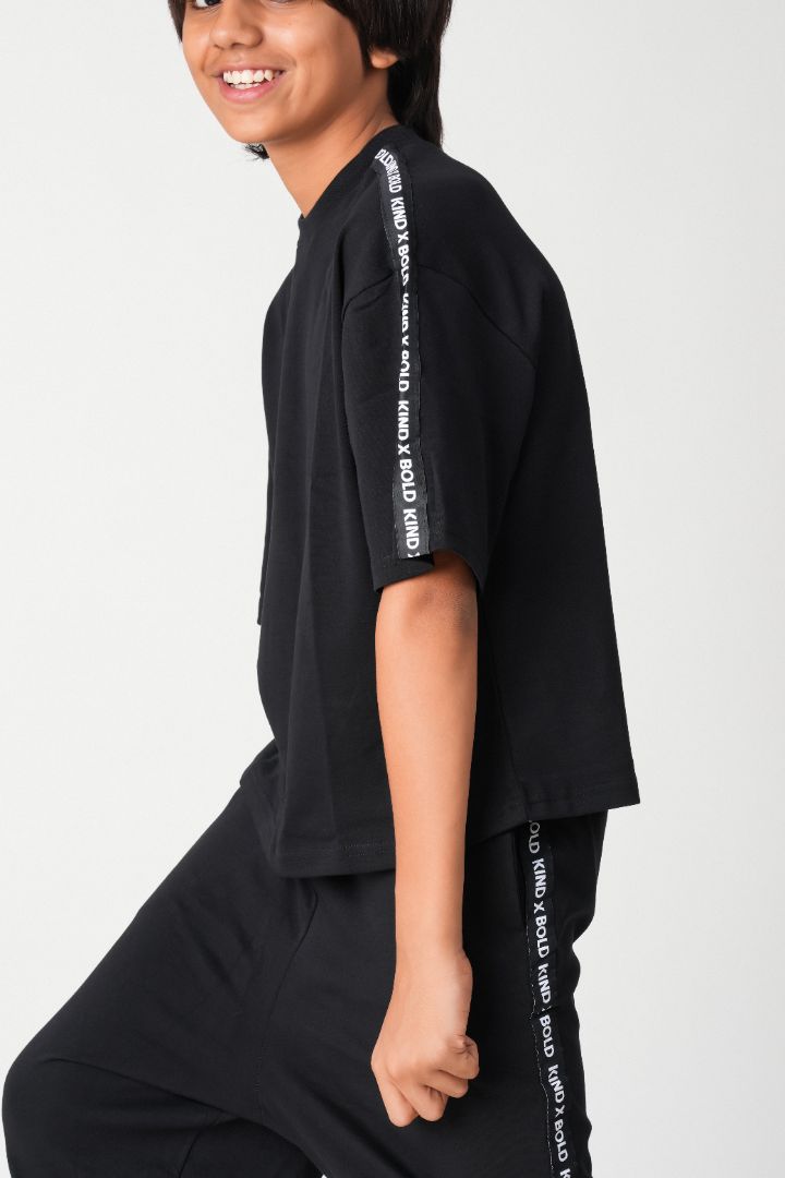 Boys Cotton Co-ord Set with Signature Tape Details