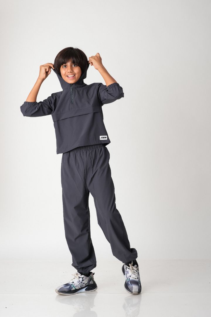 Boys Hooded Woven Co-ord Set with Jogger Pants