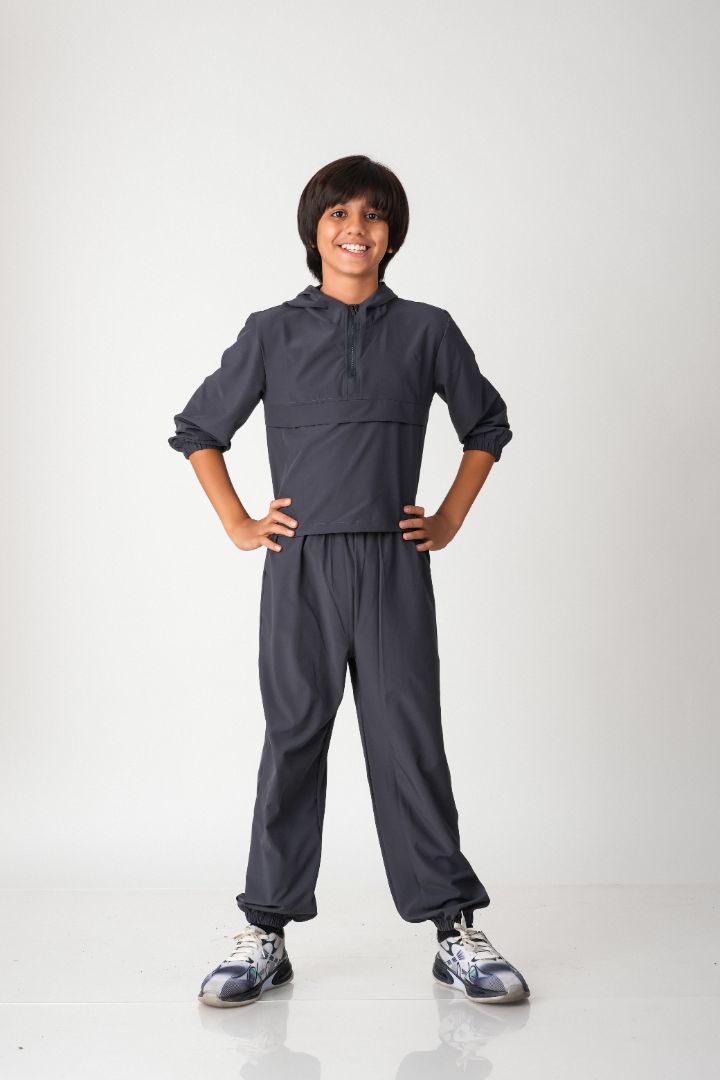 Boys Hooded Woven Co-ord Set with Jogger Pants
