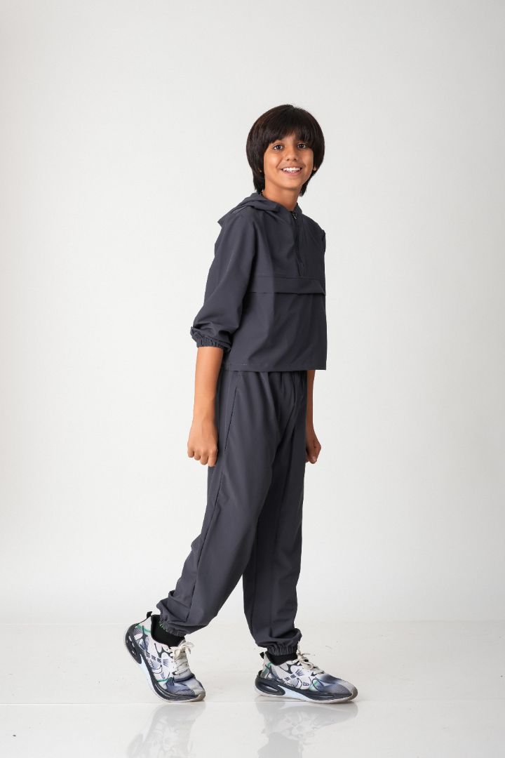 Boys Hooded Woven Co-ord Set with Jogger Pants