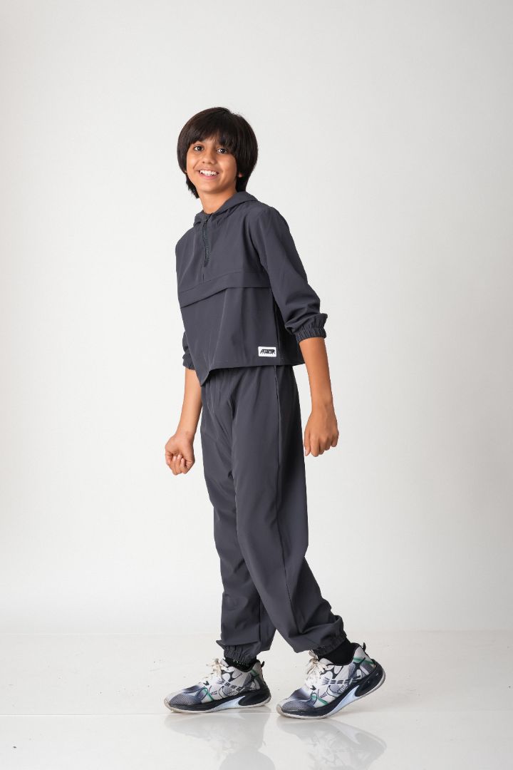 Boys Hooded Woven Co-ord Set with Jogger Pants