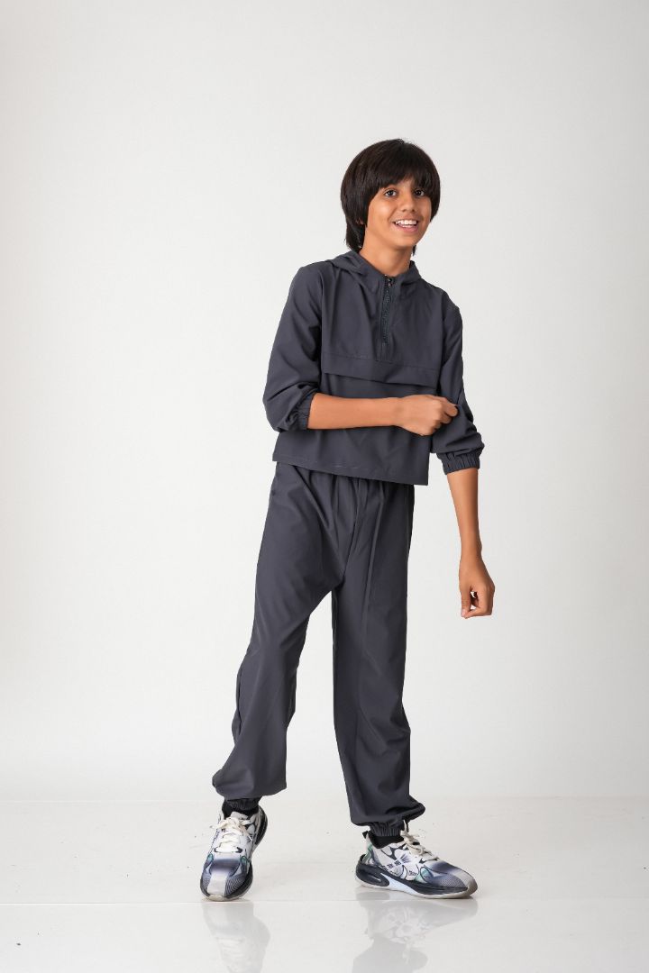 Boys Hooded Woven Co-ord Set with Jogger Pants