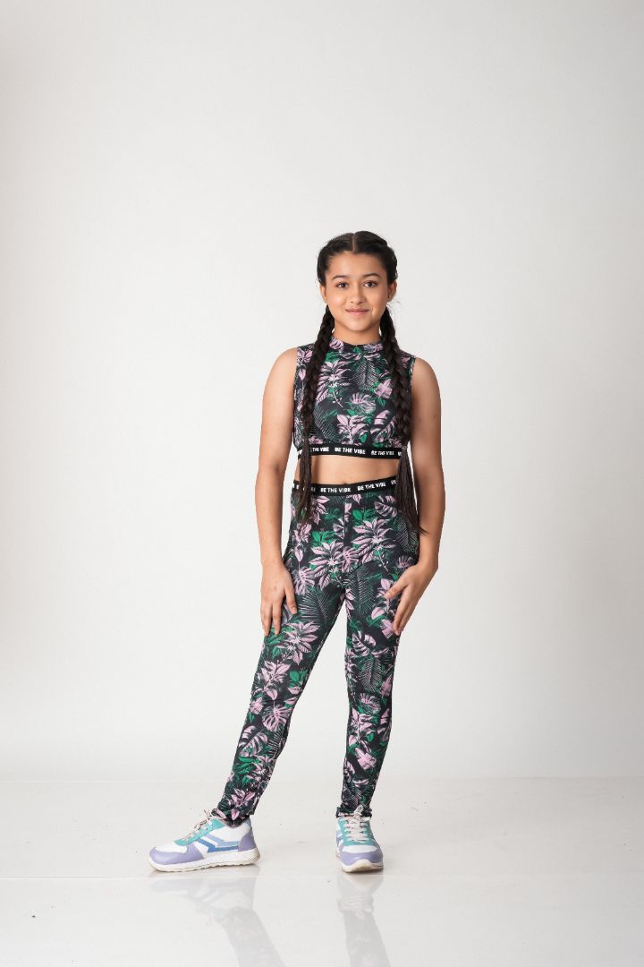 Premium Girls Tropical Print Activewear Set