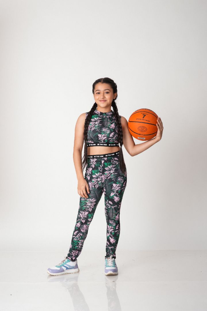 Premium Girls Tropical Print Activewear Set