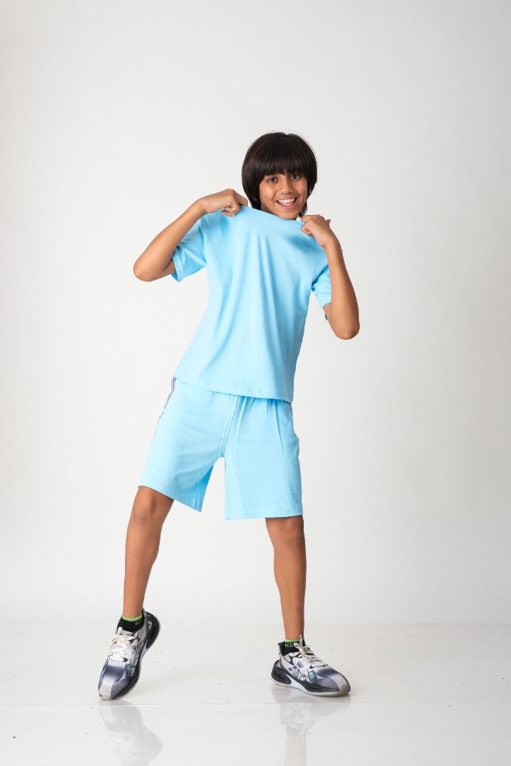 Boys Cotton Co-ord Set with Contrast Tape Details
