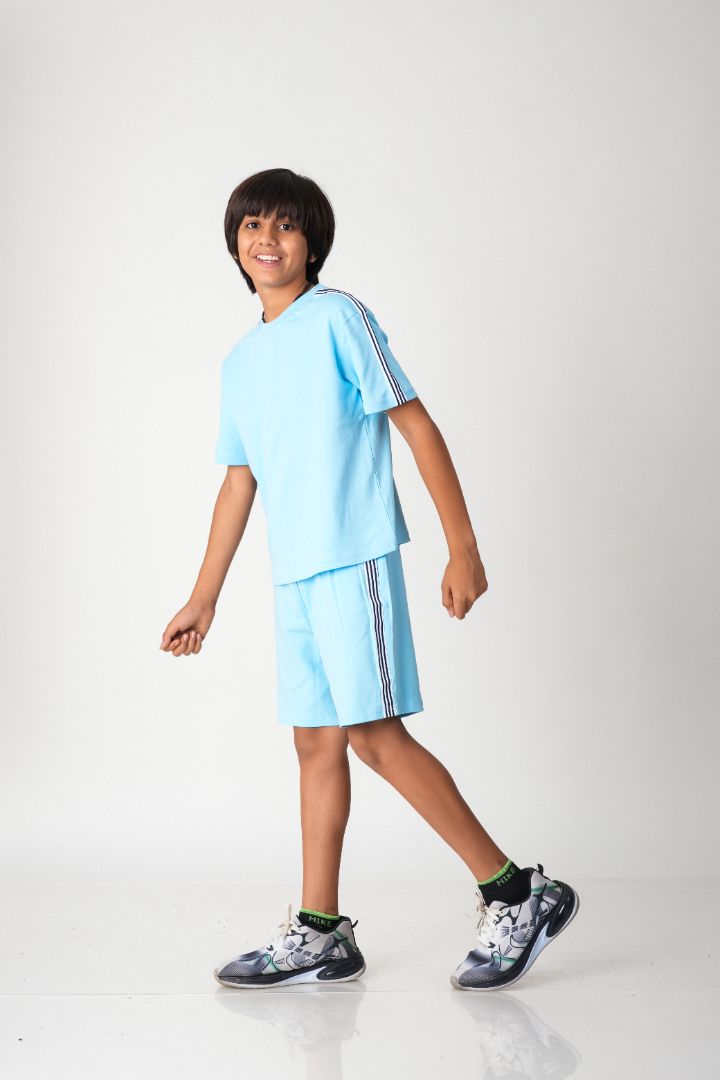 Boys Cotton Co-ord Set with Contrast Tape Details