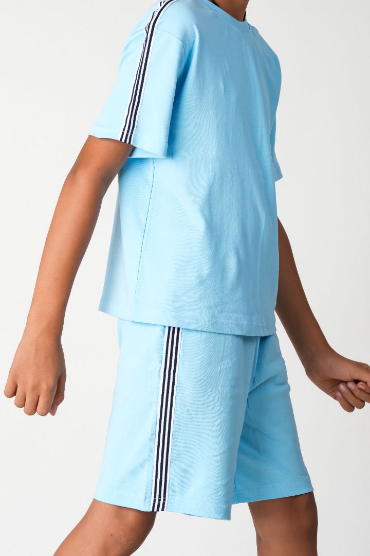 Boys Cotton Co-ord Set with Contrast Tape Details