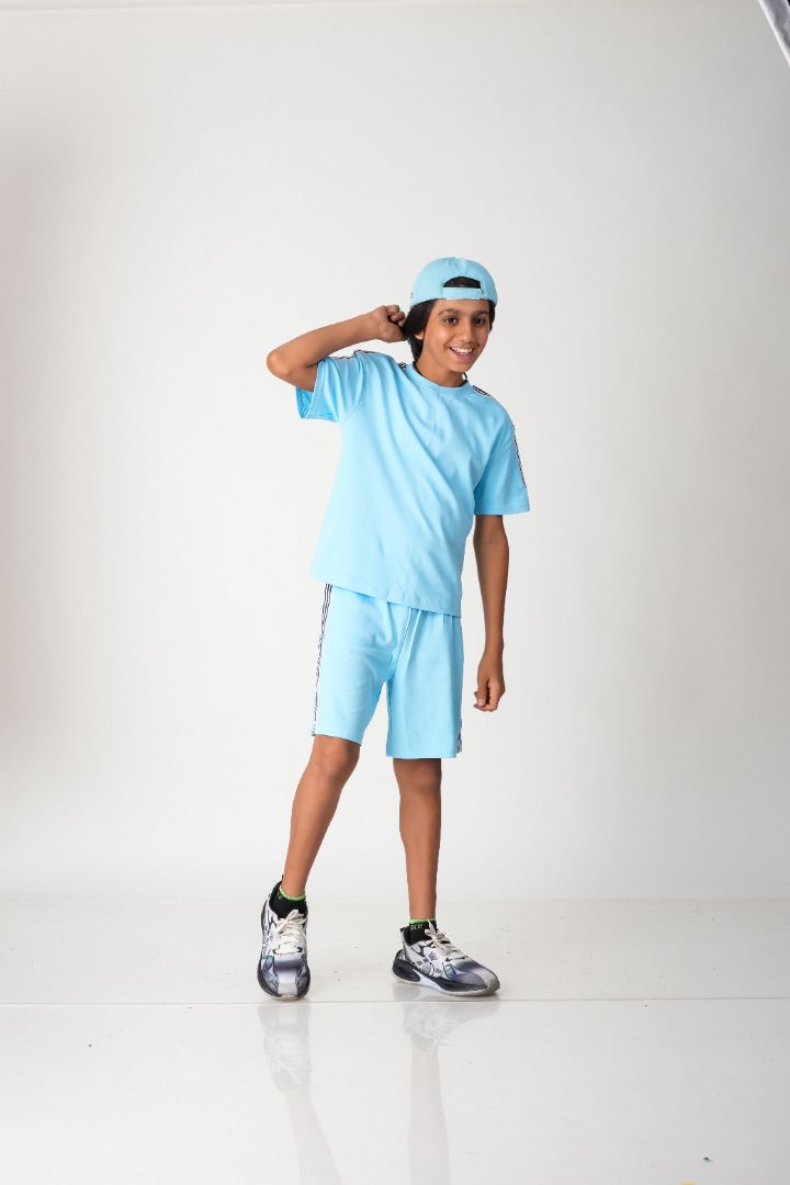 Boys Cotton Co-ord Set with Contrast Tape Details