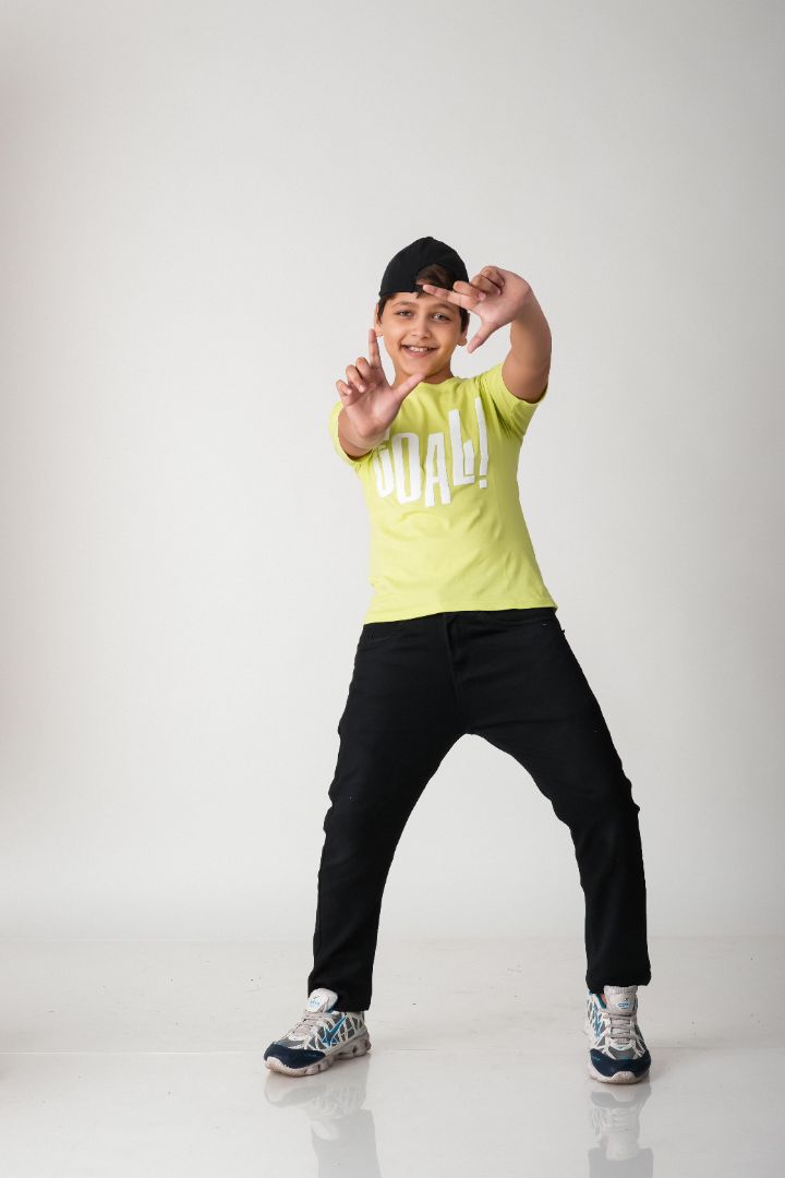 Boys Lime Green Goal! Puff Print Cotton T-Shirt