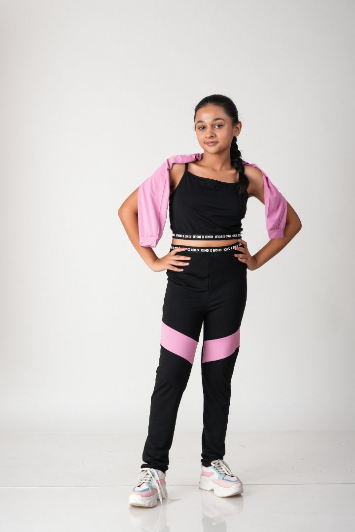 ATHLZR Colorblock Three-Piece Activewear Set – Pink & Black
