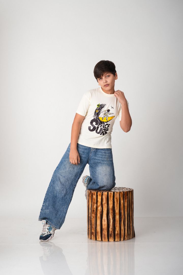 Boys Off-White Space Surf Graphic Cotton T-Shirt
