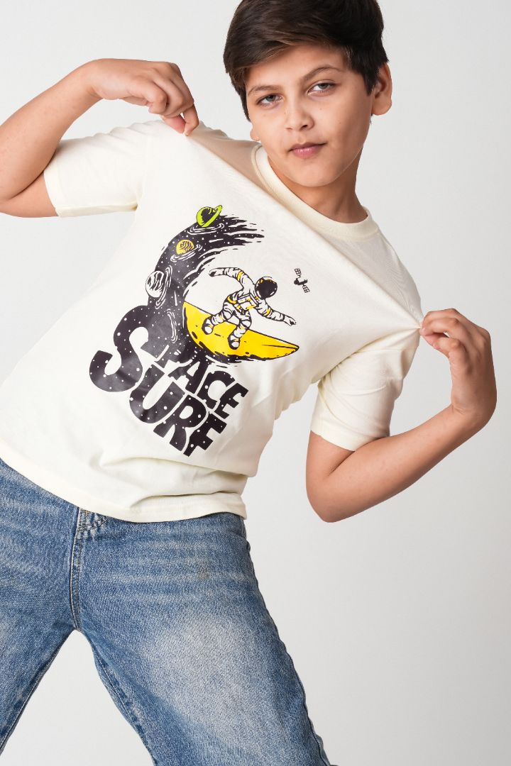 Boys Off-White Space Surf Graphic Cotton T-Shirt