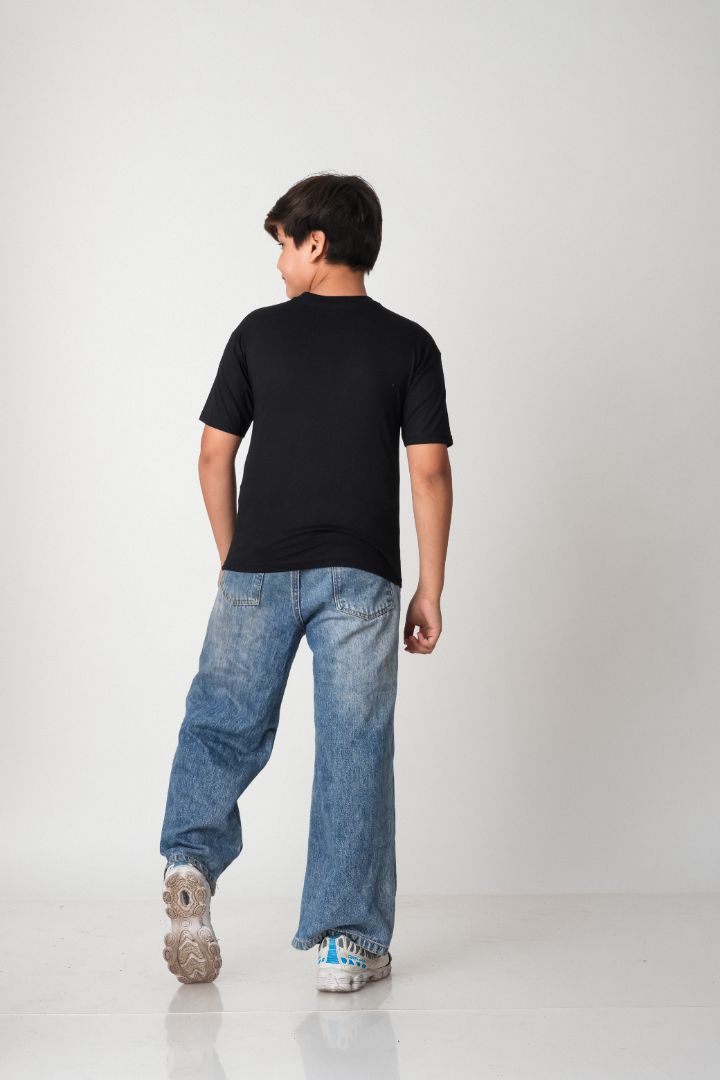 Boys Black "Famous 78" Graphic Cotton T-Shirt
