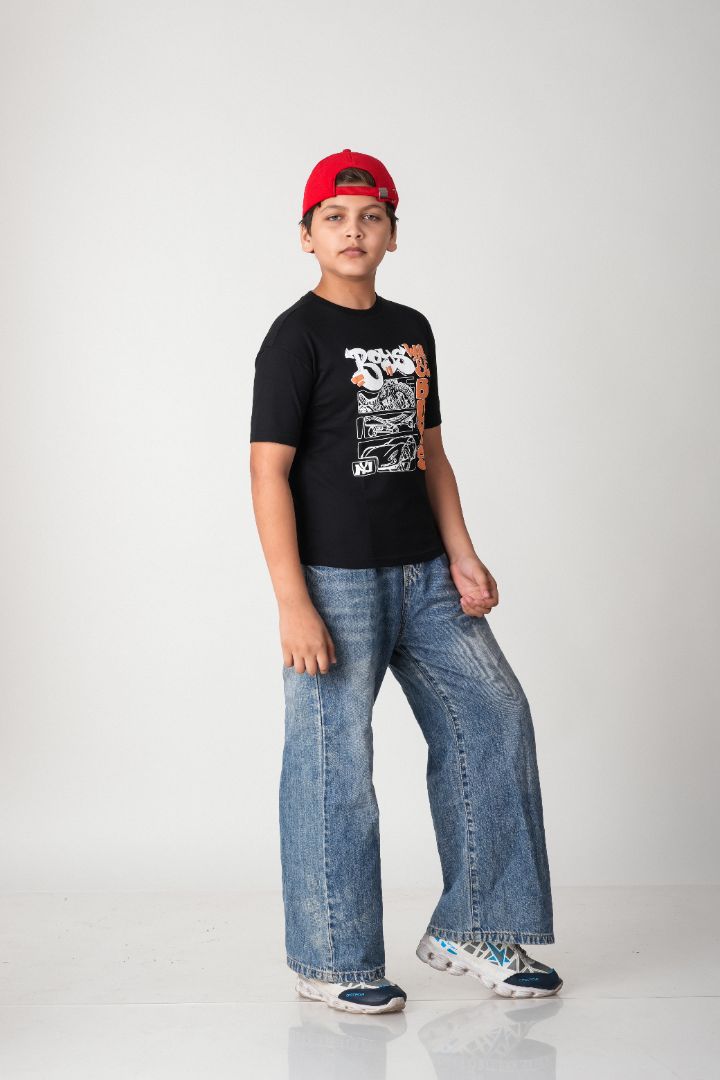 Boys Black "Boys Will Be Boys" Graphic Cotton T-Shirt