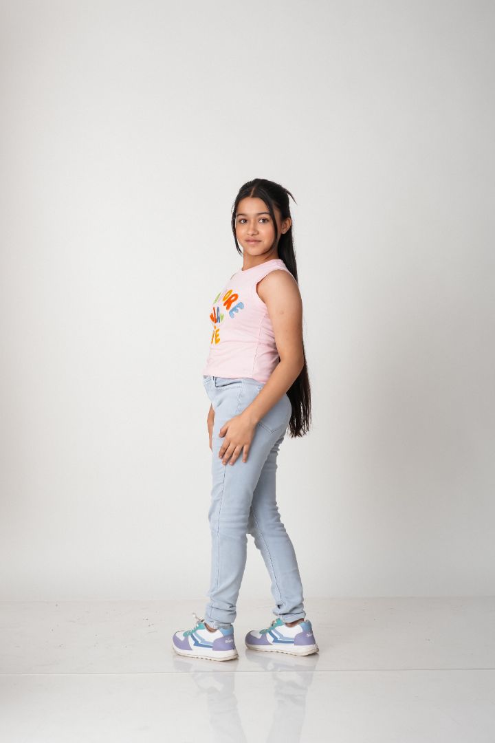 Girls Sleeveless Embroidered Tank Top – 100% Cotton