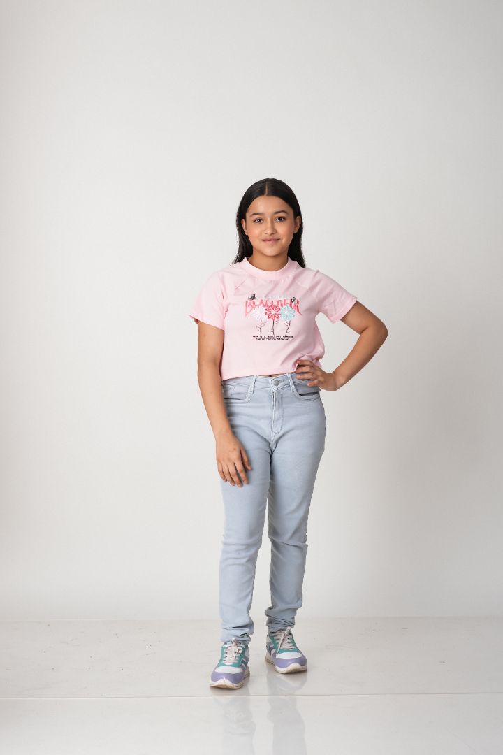 Girls Embroidered T-Shirt – 100% Cotton Soft Everyday Tee