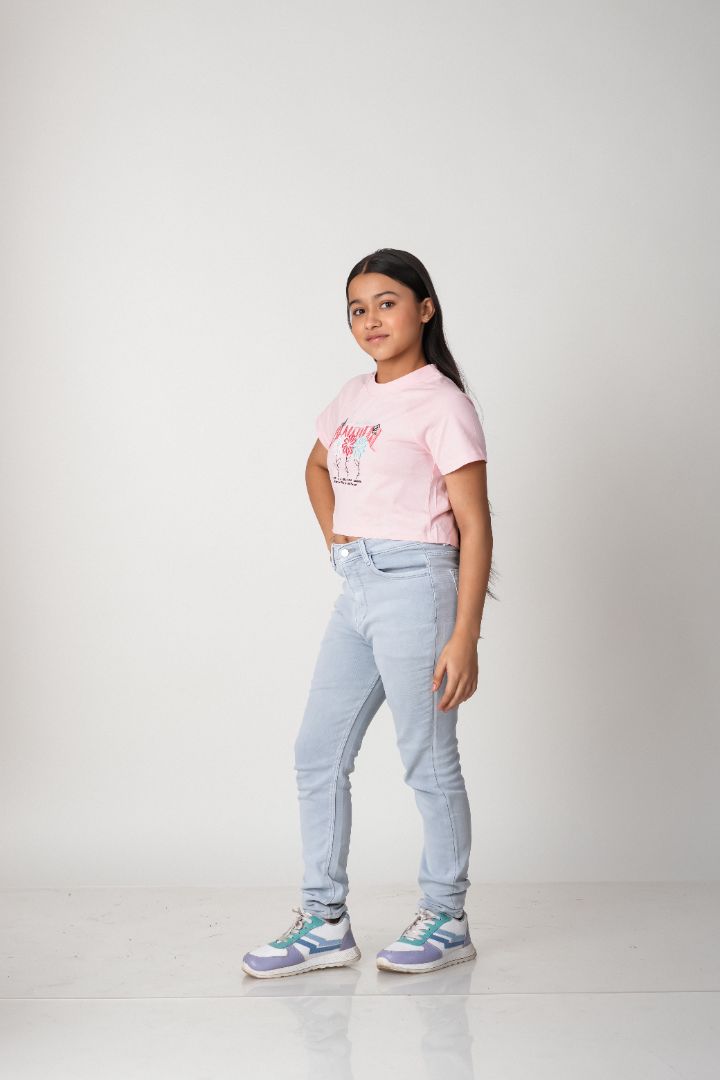 Girls Embroidered T-Shirt – 100% Cotton Soft Everyday Tee