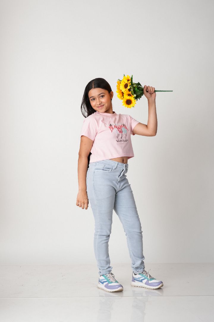 Girls Embroidered T-Shirt – 100% Cotton Soft Everyday Tee