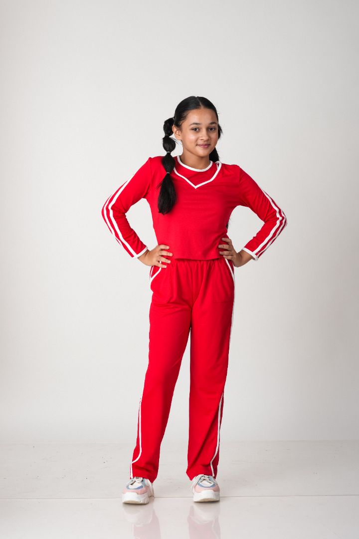 ATHLZR Premium Contrast Knit Co-Ord Set – Red
