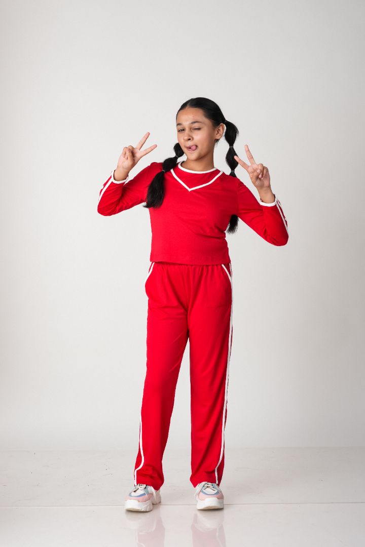 ATHLZR Premium Contrast Knit Co-Ord Set – Red
