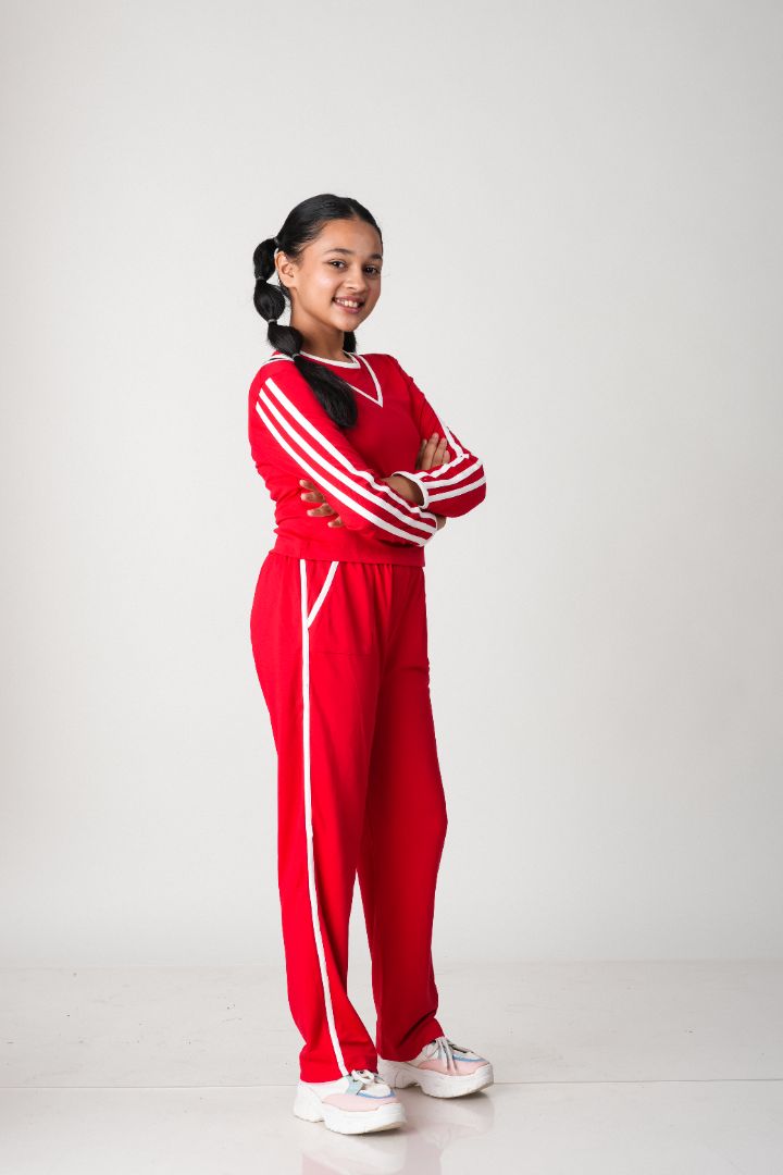 ATHLZR Premium Contrast Knit Co-Ord Set – Red