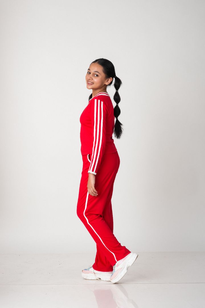 ATHLZR Premium Contrast Knit Co-Ord Set – Red