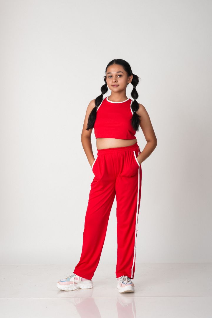 ATHLZR Premium Contrast Knit Co-Ord Set – Red