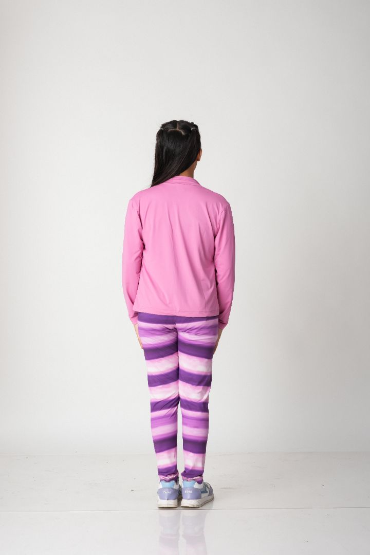 ATHLZR Premium Girls 3-Piece Activewear Set – Zip-Up Jacket, Crop Top & Leggings | Nylon Spandex