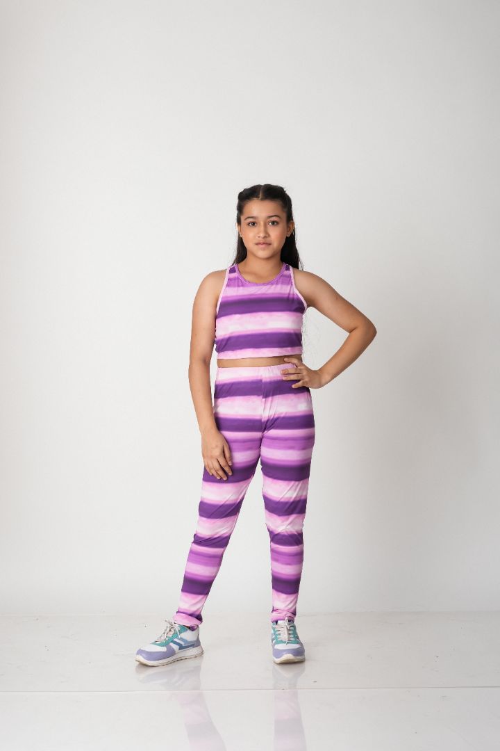 ATHLZR Premium Girls 3-Piece Activewear Set – Zip-Up Jacket, Crop Top & Leggings | Nylon Spandex