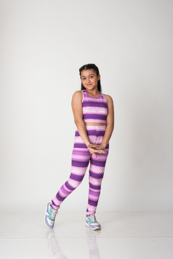 ATHLZR Premium Girls 3-Piece Activewear Set – Zip-Up Jacket, Crop Top & Leggings | Nylon Spandex