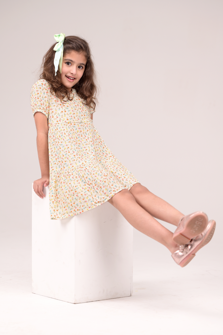 Dress with a multi layer pattern
