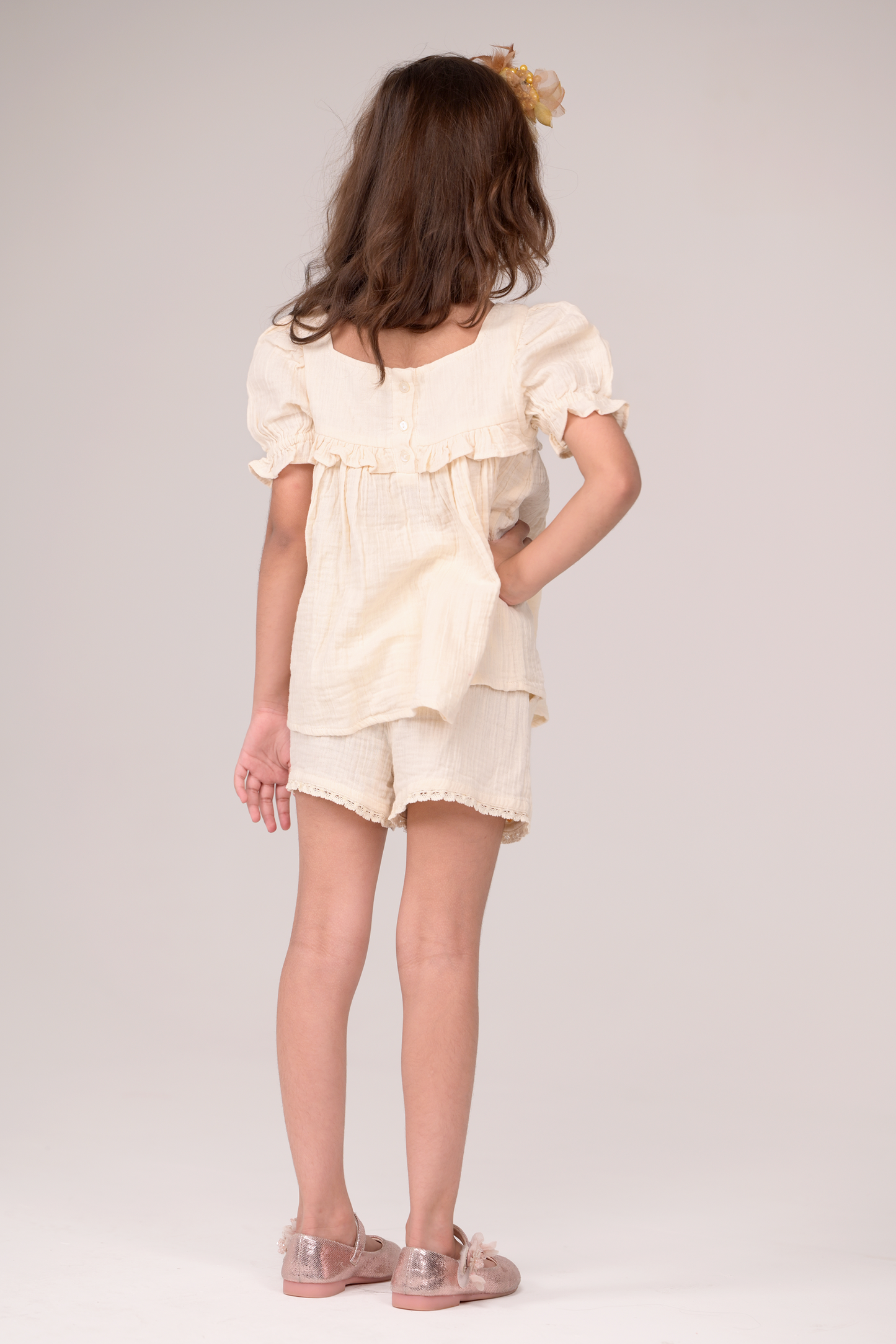 Embroidered cotton crosshatch Dobby set